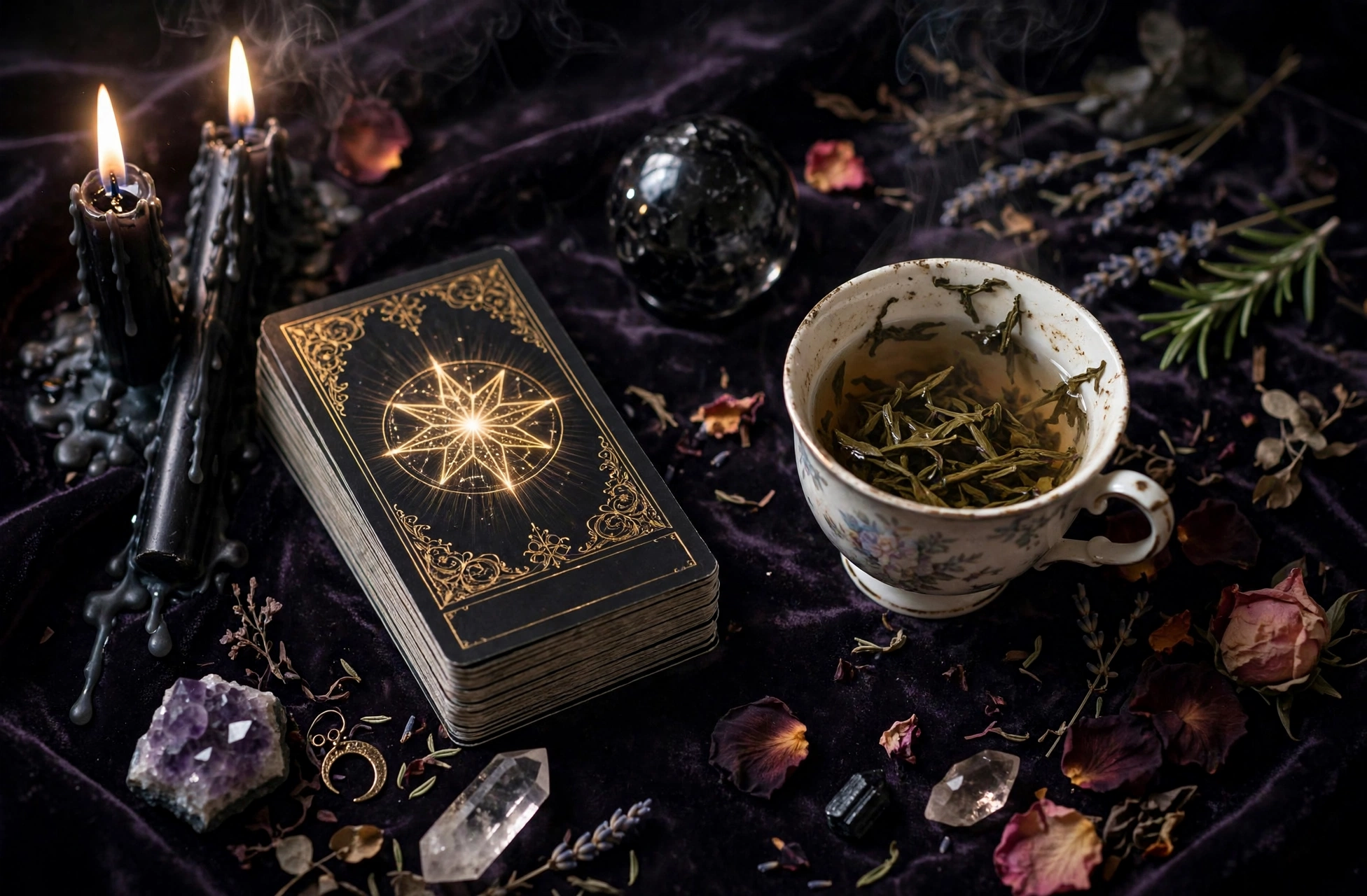 Tarot card and tea leaf reading